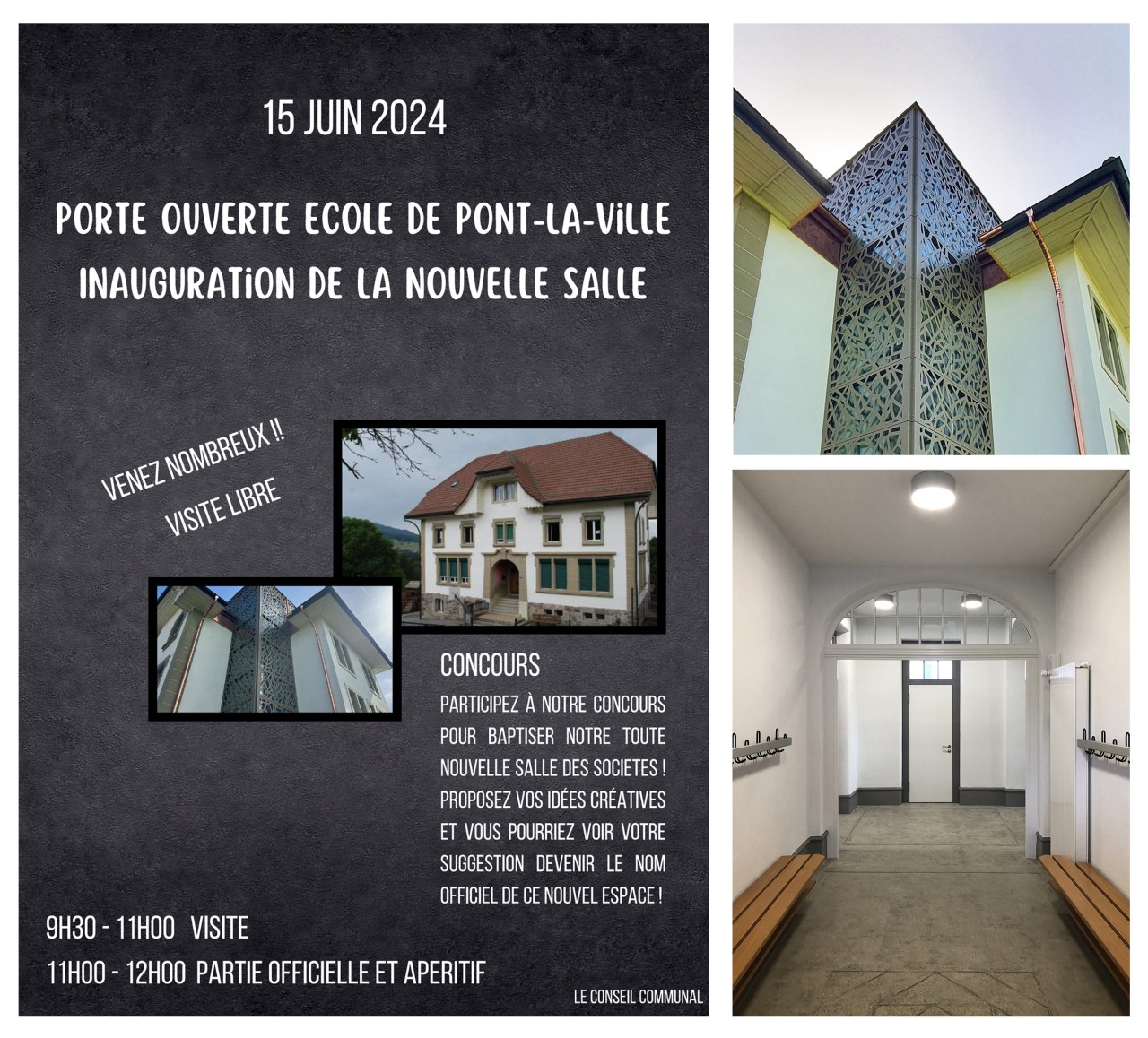 Porte ouverte école de pont-la-ville <br>inauguration de la nouvelle salle<br>le samedi 15 juin 2024<br> 